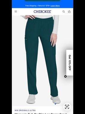 4 Cherokee Ultra Caribbean blue, red and pewter Straight-Leg Pull-On Scrub Pants